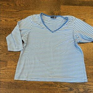 Venezia Blue and White Striped Long Sleeve Top